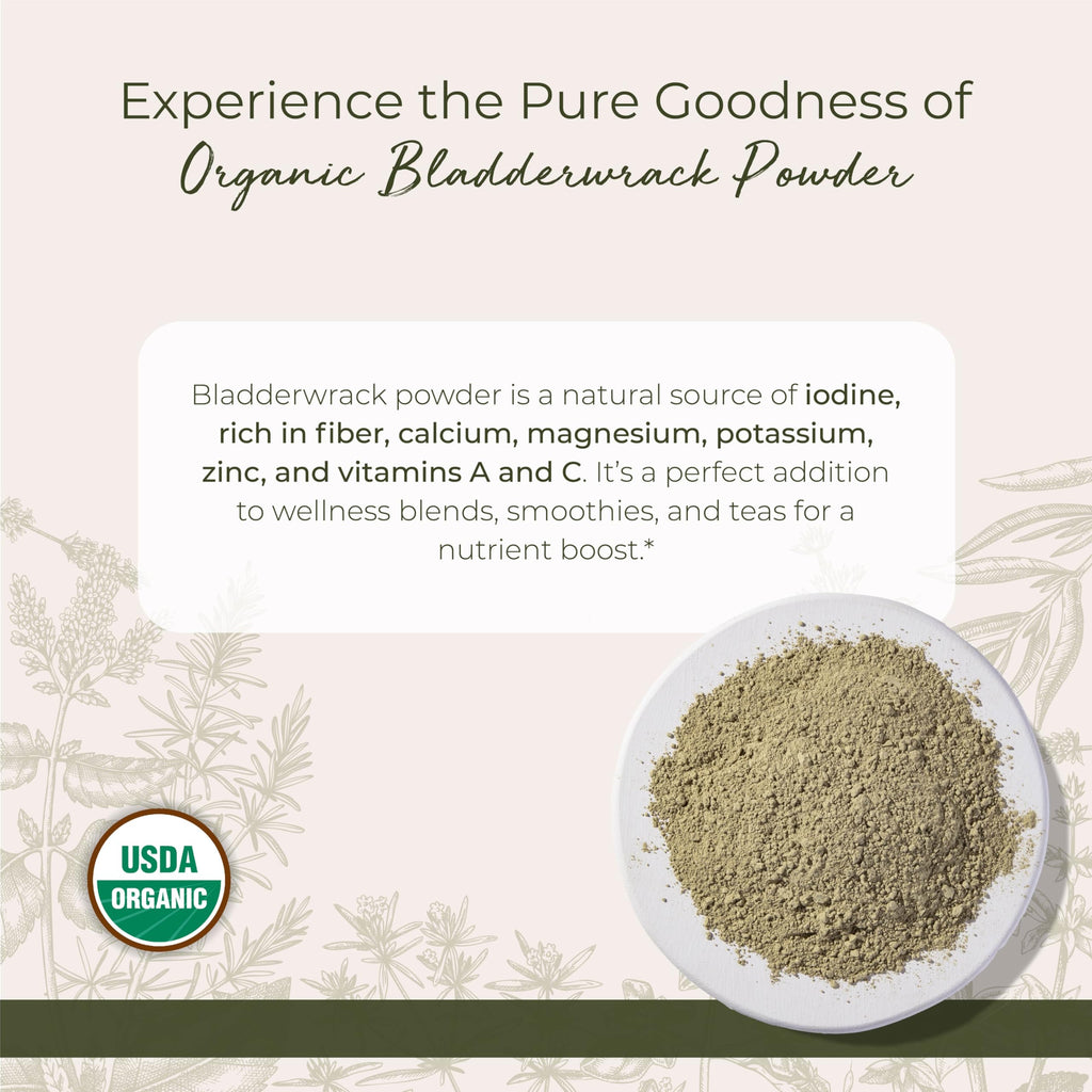 Starwest Botanicals Dried Bladderwrack Organic Powder - Natural Seaweed, Iodine, Potassium, Zinc, Calcium | Kosher, Non-GMO, 1 lb Bulk
