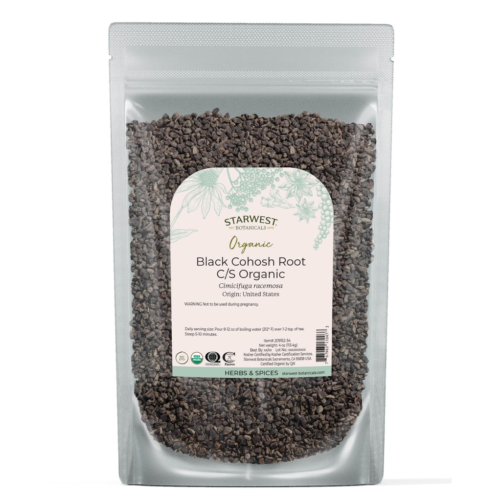 Starwest Botanicals Organic Black Cohosh Root - 4 oz | Cut & Sifted, Kosher, Non-GMO