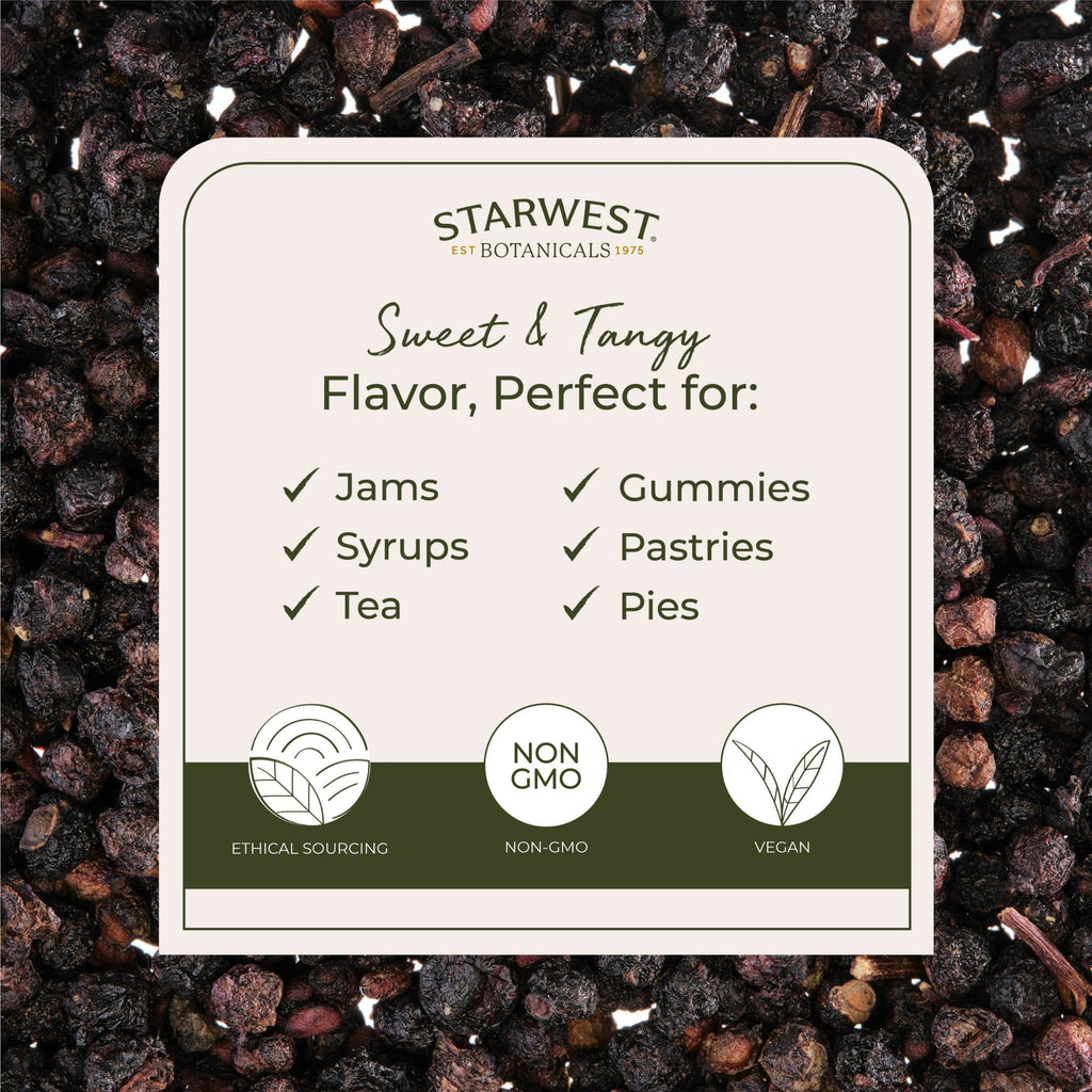 Starwest Botanicals Organic Elderberries – Dried Elderberries for Tea, Syrup & Jam (2 lb Bulk)
