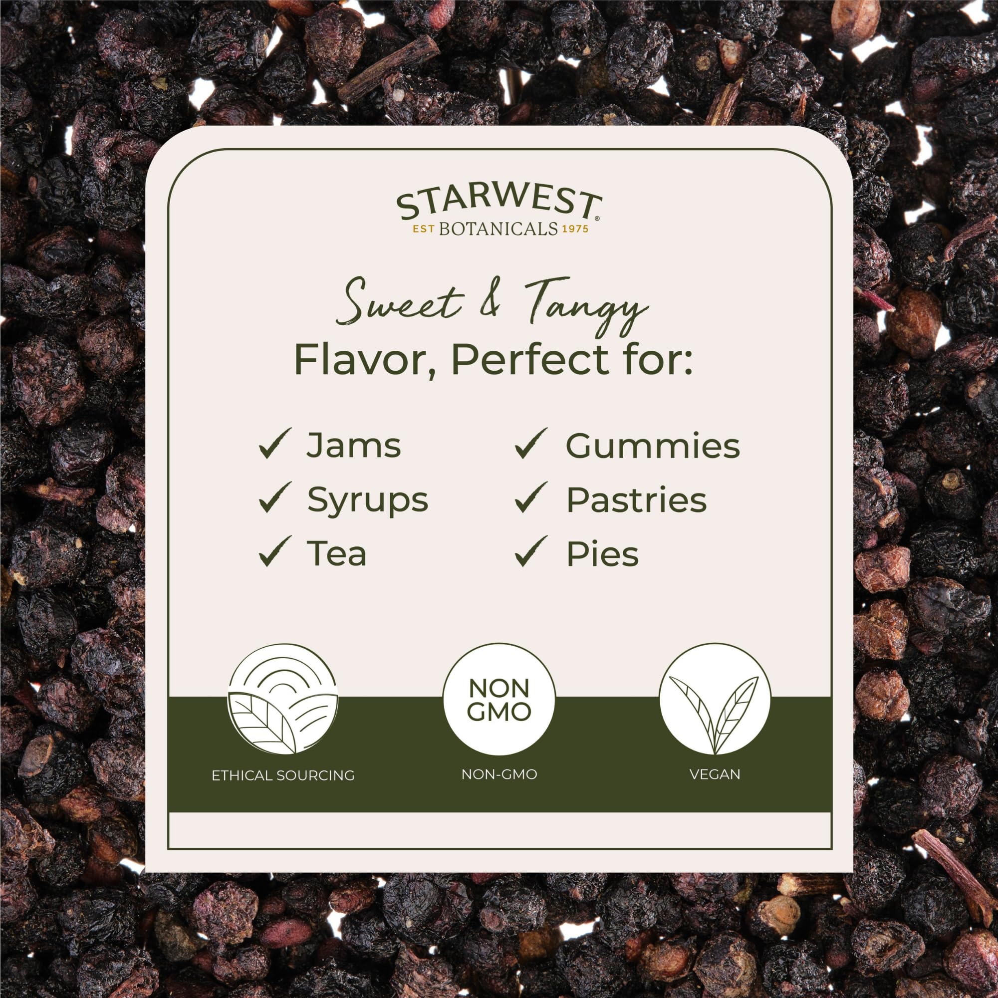 Starwest Botanicals Organic Elderberries – Dried Elderberries for Tea, Syrup & Jam (2 lb Bulk)