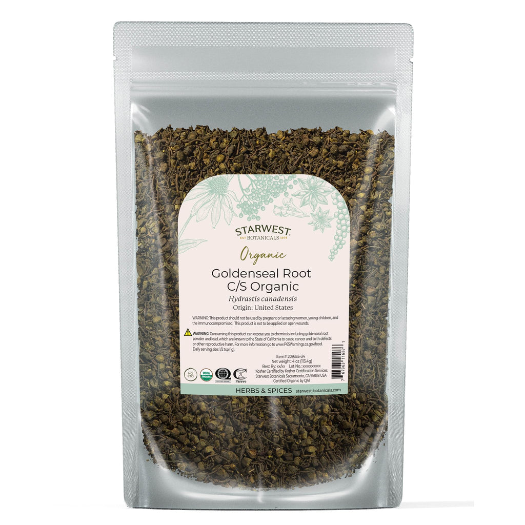 Starwest Botanicals Organic Goldenseal Root - 4 oz Pouch, Hydrastis canadensis