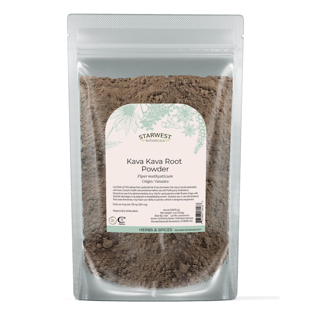 Starwest Botanicals Kava Kava Root Powder 4 oz Pouch | Wildcrafted & Kosher