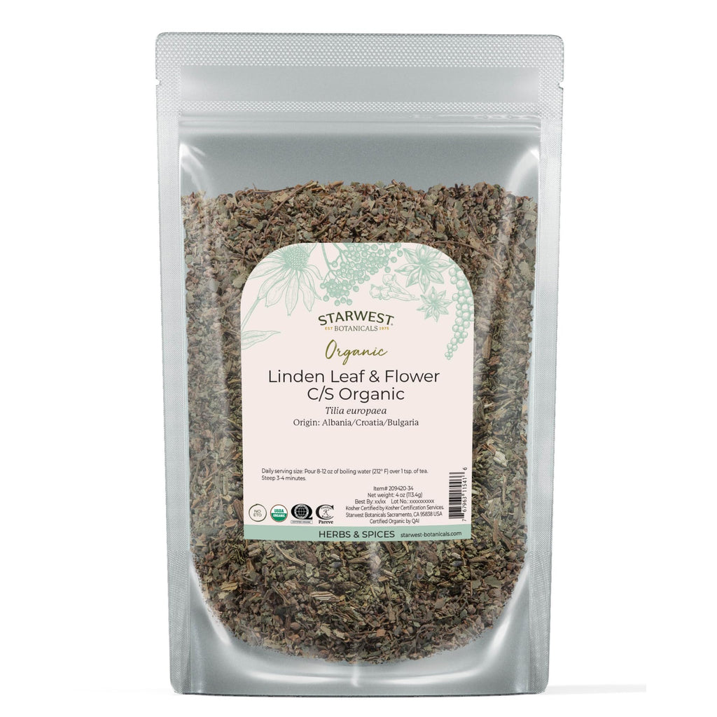 Starwest Linden Leaf & Flowers – Organic Dried Linden Tea, Kosher, Non-GMO, 4 oz