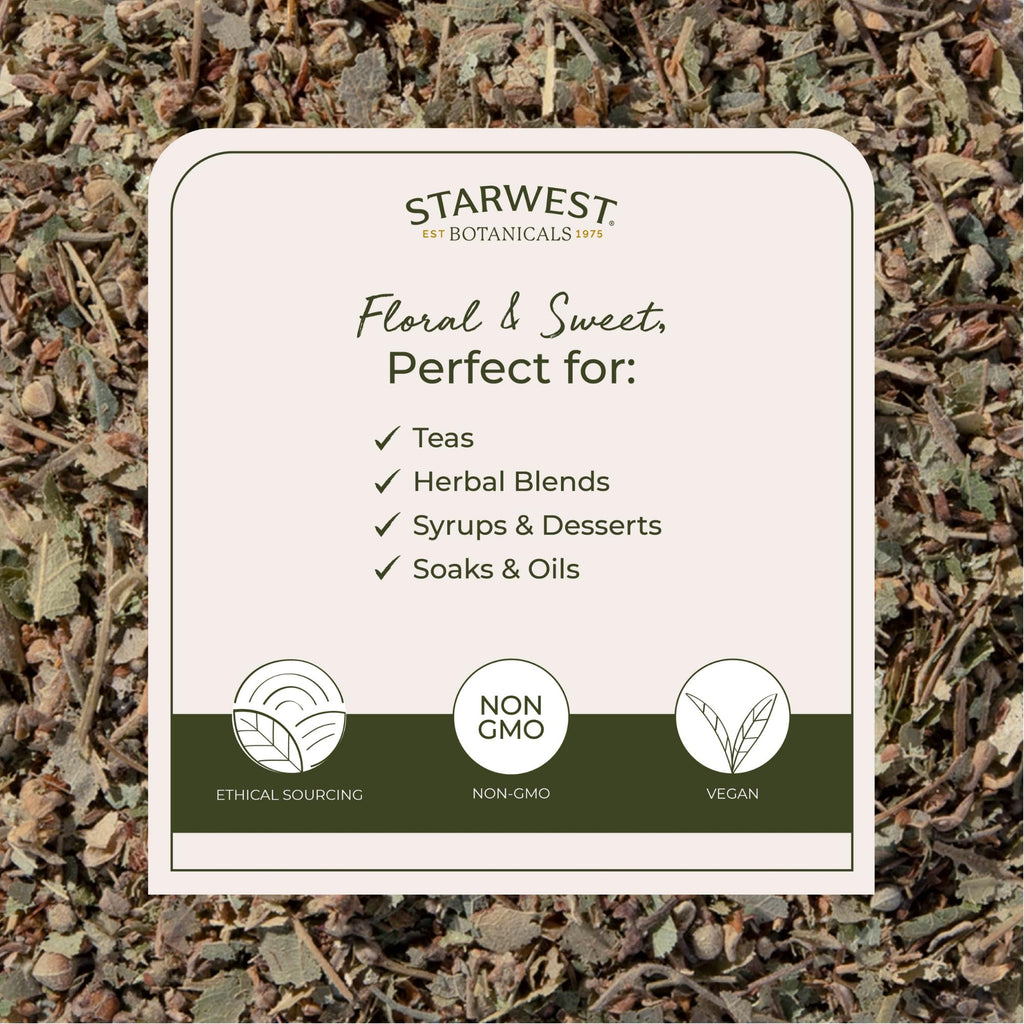 Starwest Linden Leaf & Flowers – Organic Dried Linden Tea, Kosher, Non-GMO, 4 oz