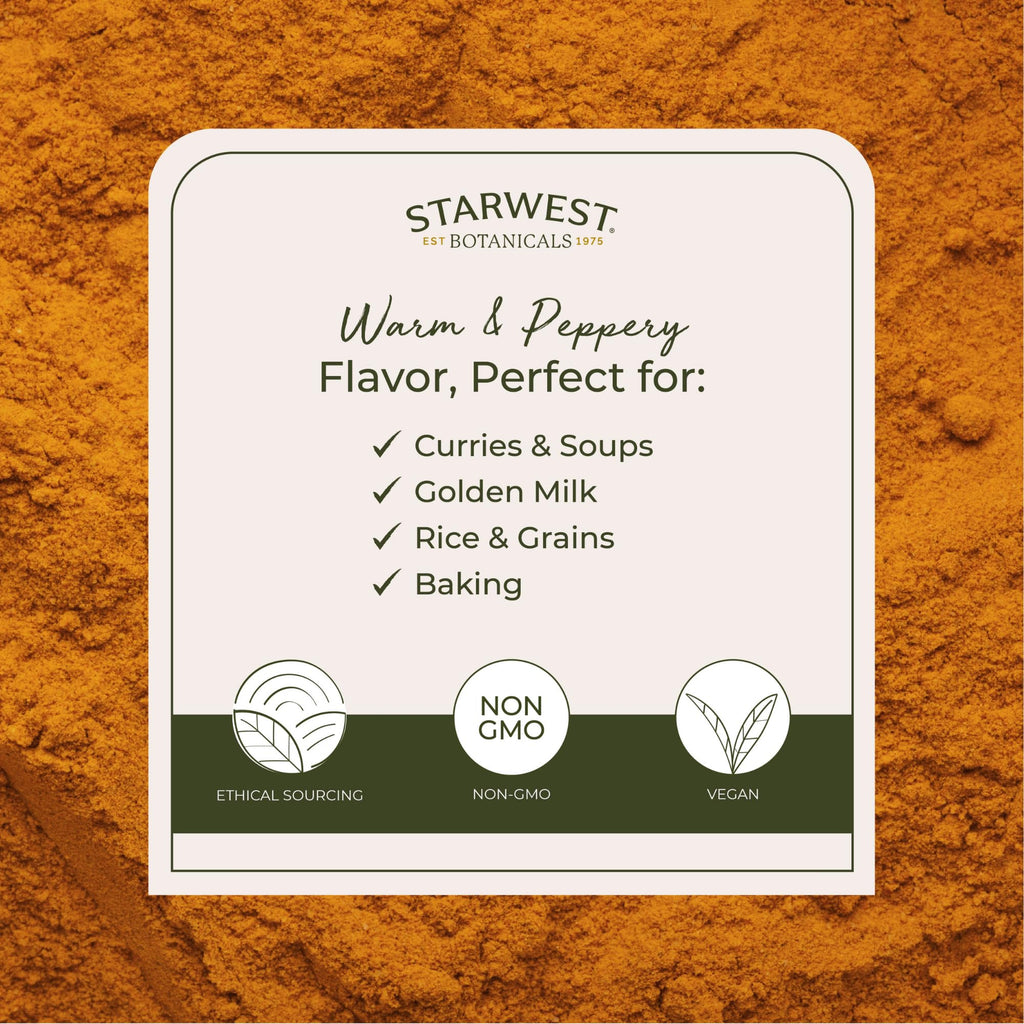 Starwest Organic Ground Turmeric Root Powder – 2 lb Bulk, Kosher, Non-GMO, Curcumin