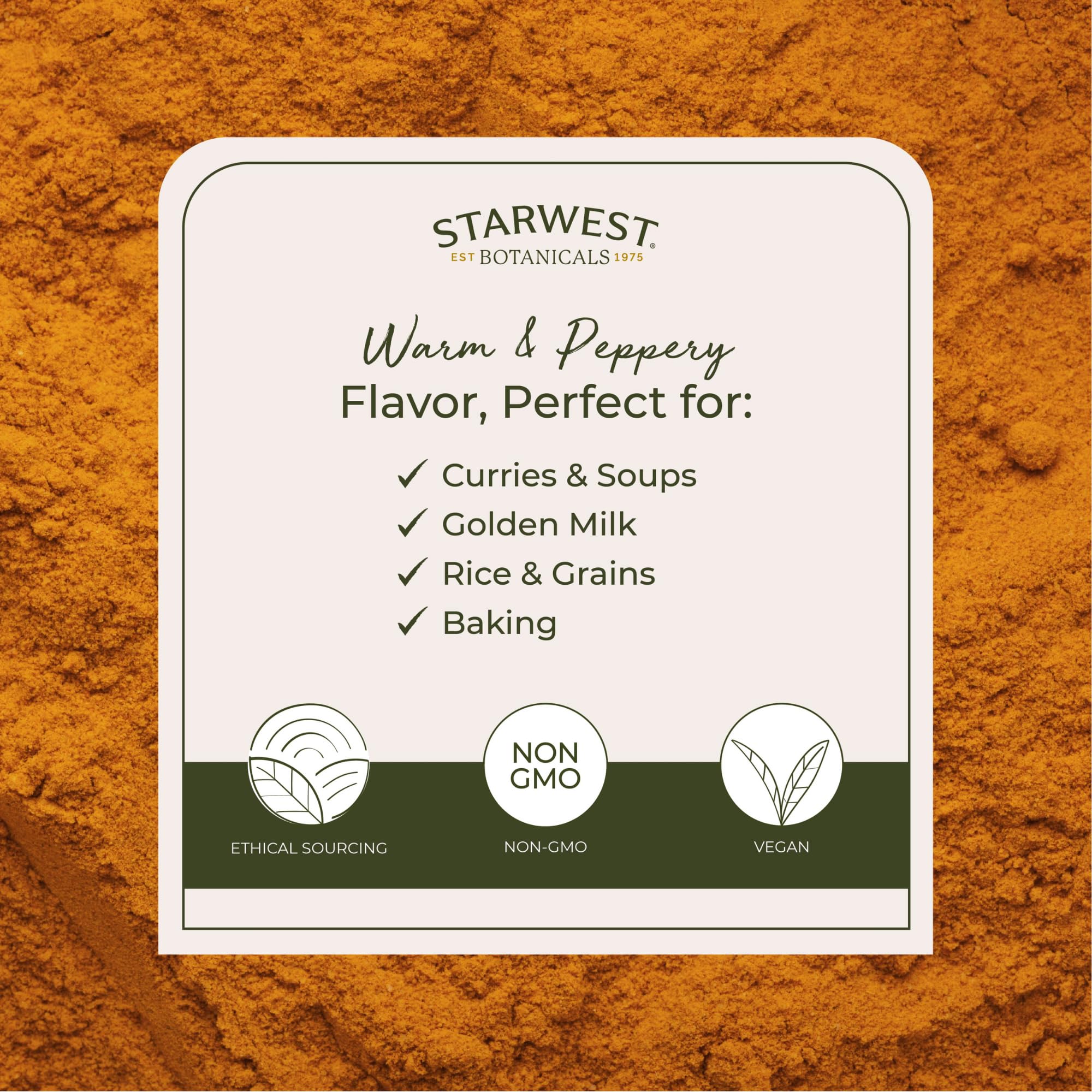 Starwest Organic Ground Turmeric Root Powder – 2 lb Bulk, Kosher, Non-GMO, Curcumin