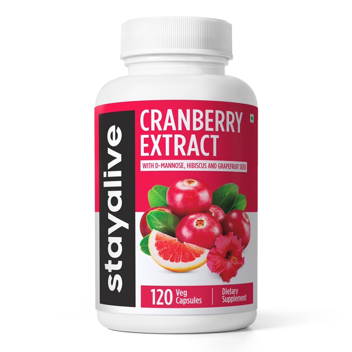 STAY ALIVE Cranberry Pills 1000mg with D-Mannose — Vegan, Non-GMO, Gluten-Free (120 Count)