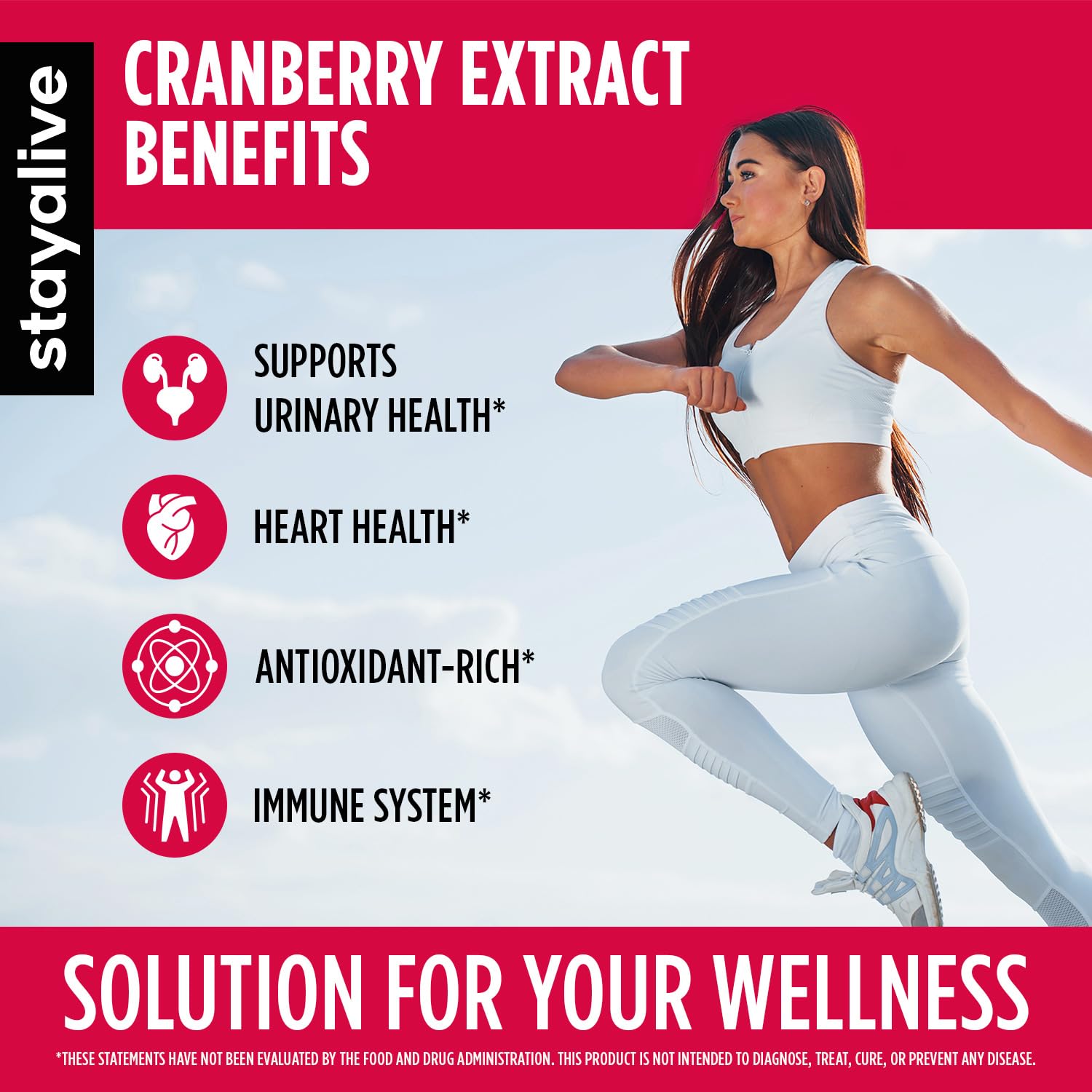 STAY ALIVE Cranberry Pills 1000mg with D-Mannose — Vegan, Non-GMO, Gluten-Free (120 Count)