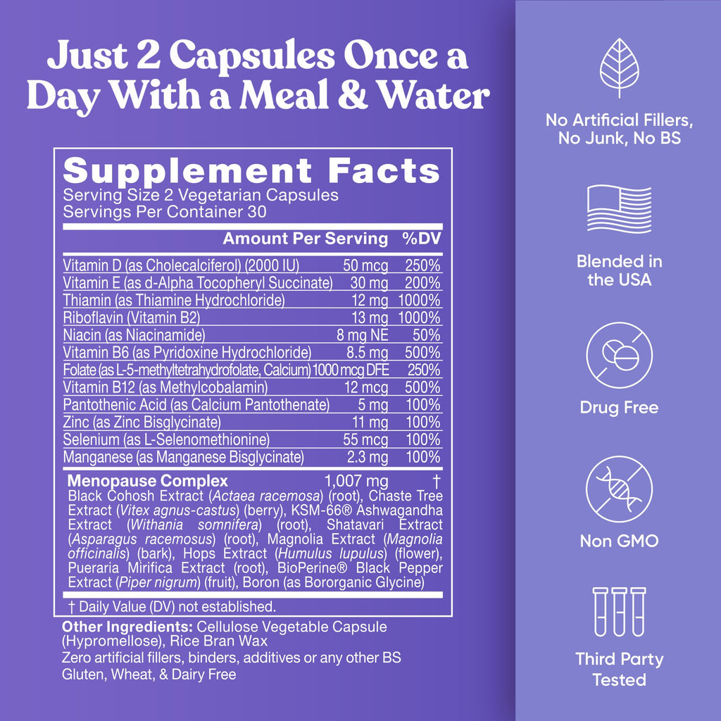 Staying Cool Menopause Supplements for Women - Hot Flash Relief, Weight Support, & Night Sweats - Vitex Chaste Tree & Black Cohosh - 60 Vegetarian Soft Capsules