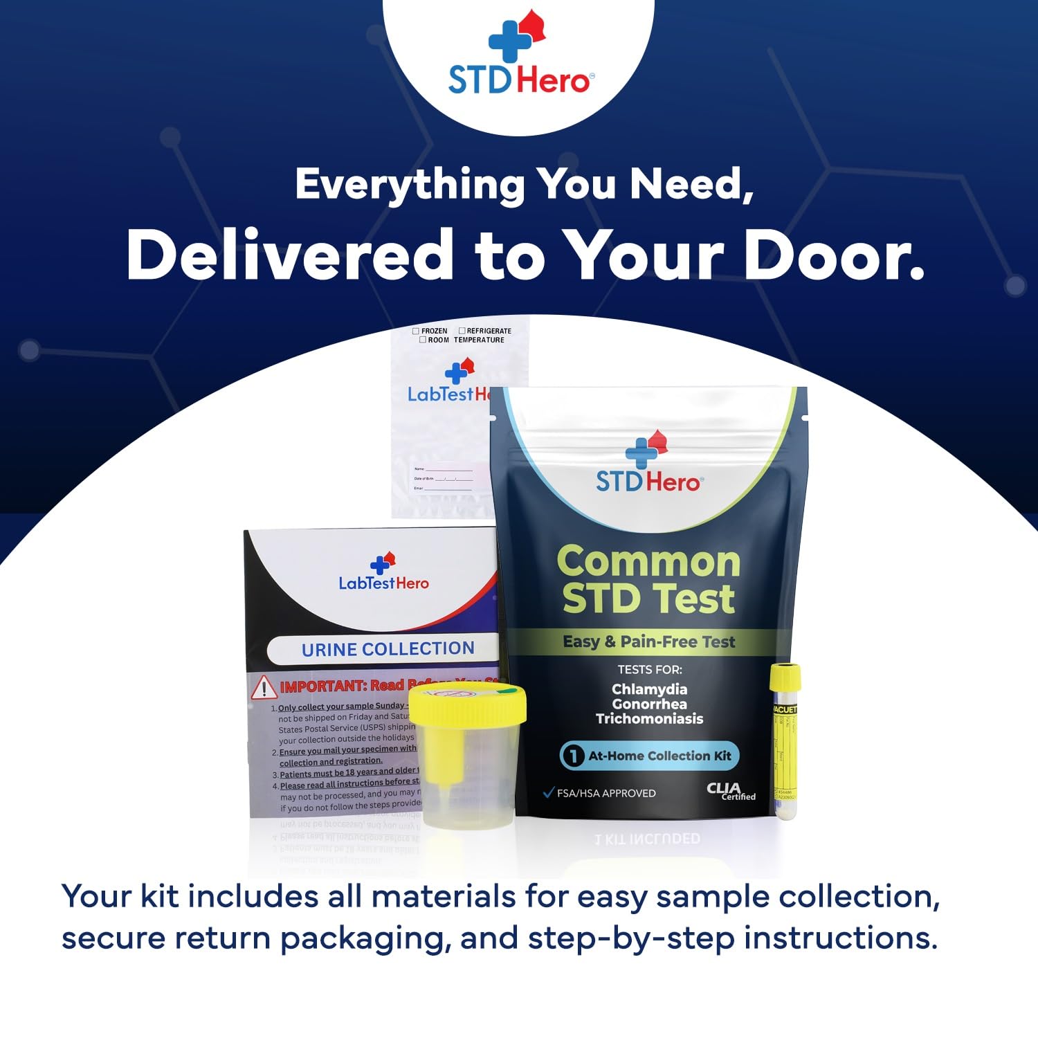 STD Hero At-Home STD Test Kit for Women & Men | Top Four STDs | Private & Easy