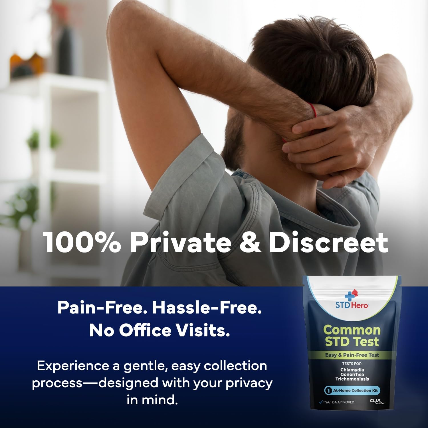 STD Hero At-Home STD Test Kit for Women & Men | Top Four STDs | Private & Easy