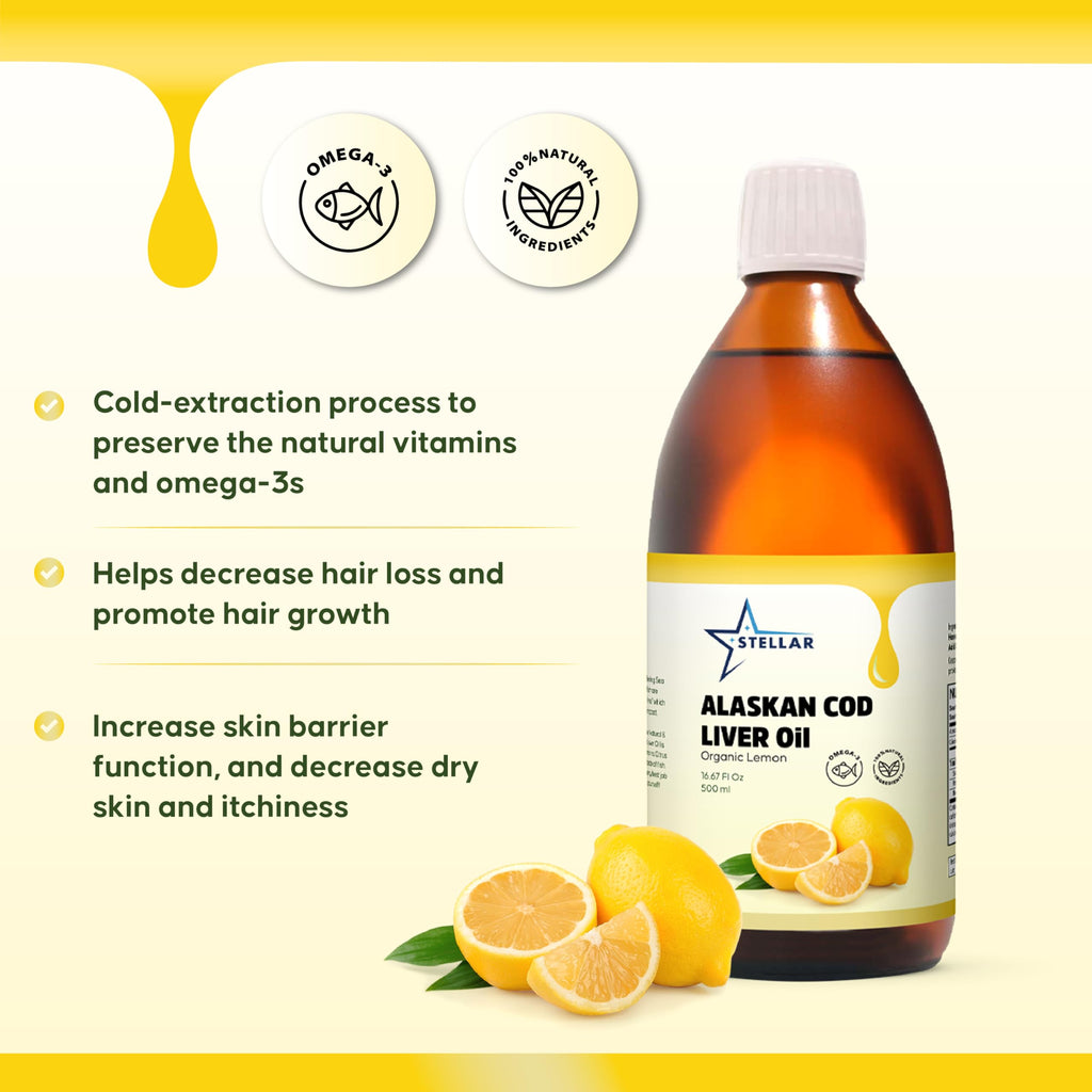 Stellar Alaskan Cod Liver Oil - Organic Lemon, 16.67 oz | Wild-Caught