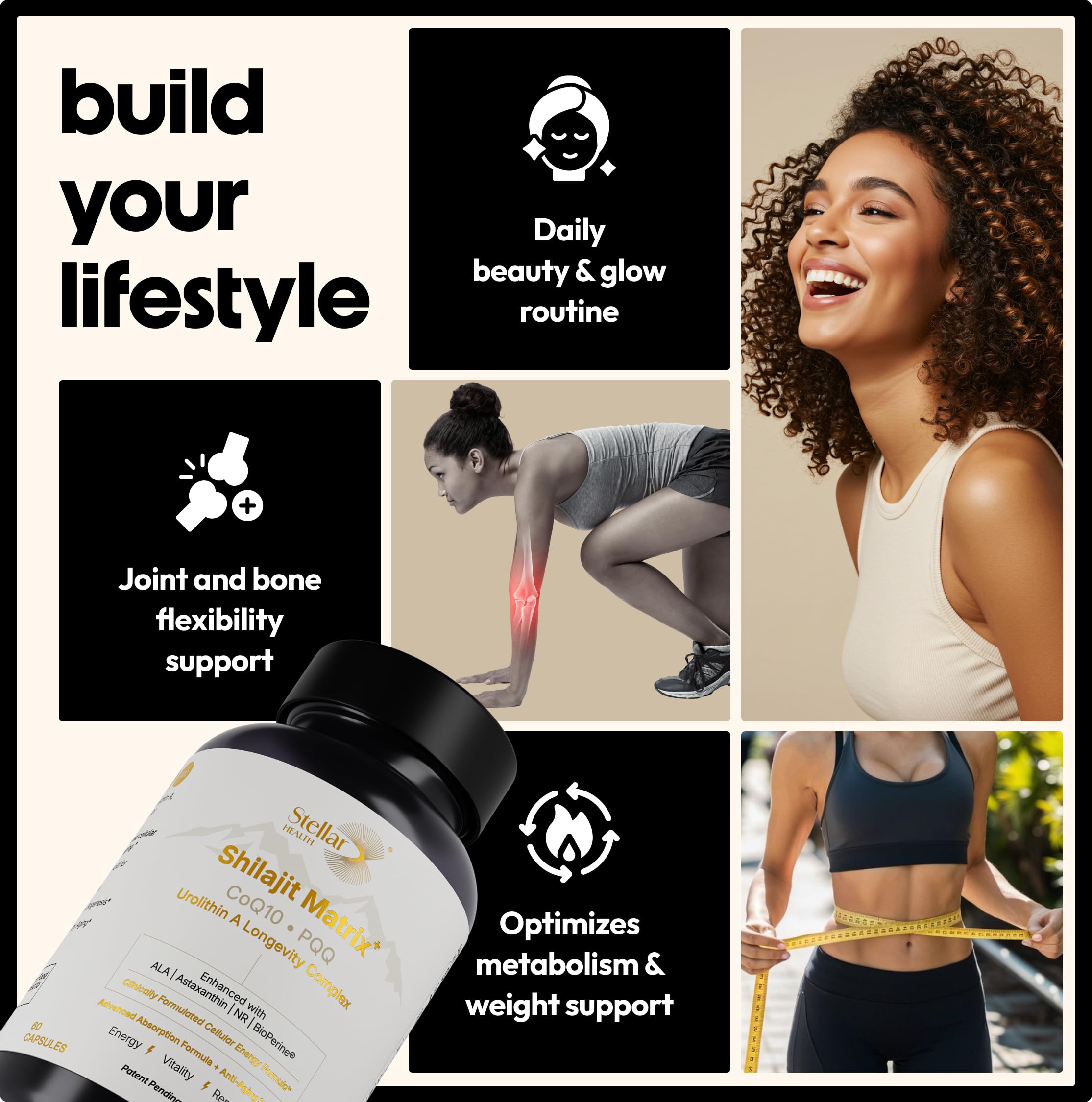 Stellar Health Clinical Mitochondrial Complex – Shilajit & NAD+ Booster with Ubiquinol CoQ10, NR, PQQ, ALA, Astaxanthin | 60 Vegan Capsules