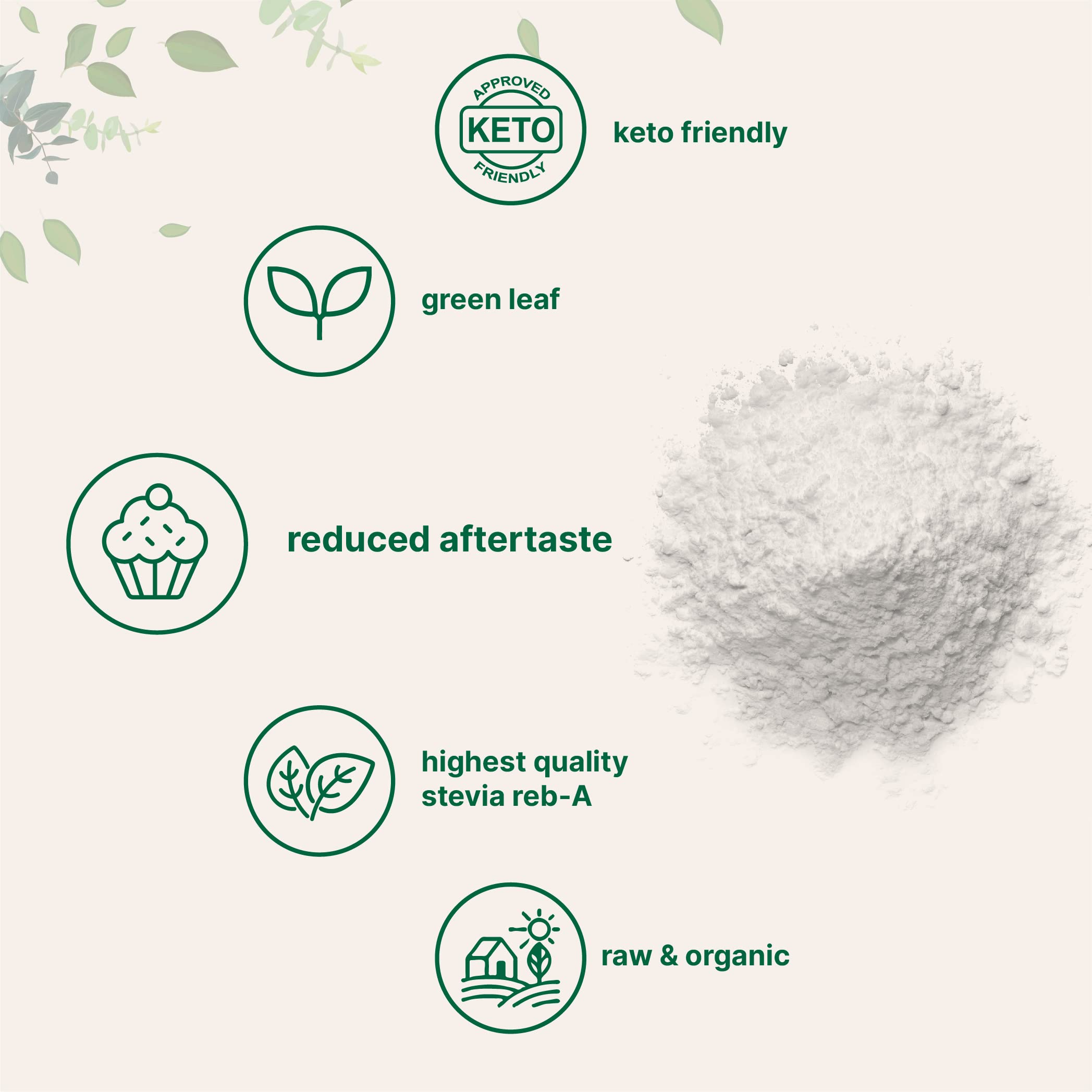 Pure Organic Stevia Powder – 4 oz, Reb-A Green Leaf Extract, Zero Calorie, Keto Friendly