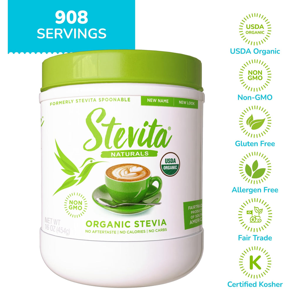 Stevita Organic Stevia – 16 oz (908 Servings) | Sugar-Free All-Natural Sweetener