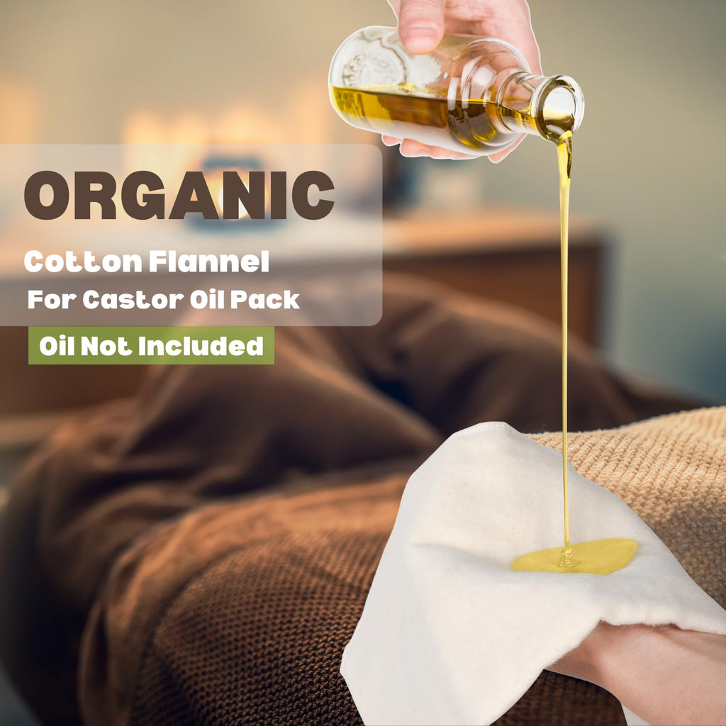 STFOCE 4-Piece Organic Cotton Flannel for Castor Oil Pack – Natural & Unbleached