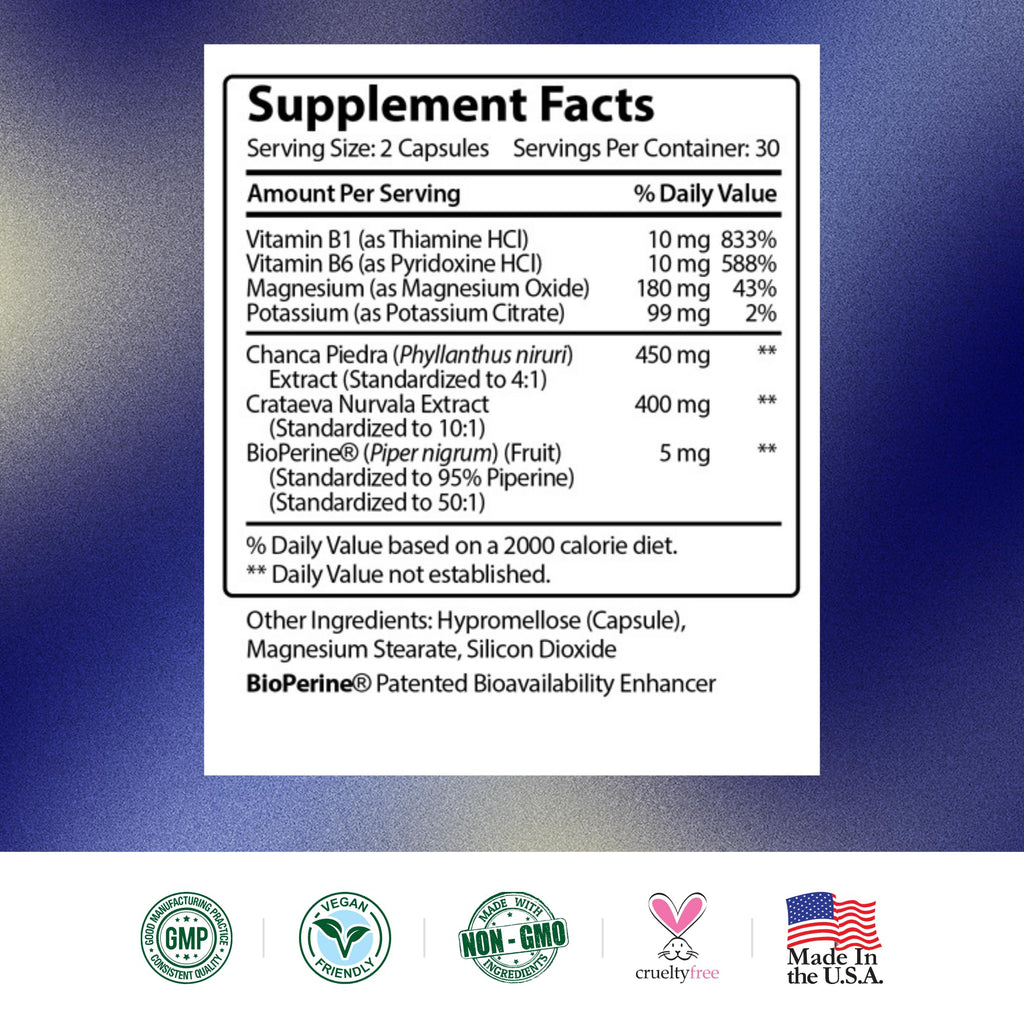 Research Verified Stone Support - Kidney Stone Defense | Chanca Piedra, Crataeva Nurvala, BioPerine | Vegan - 60 Capsules