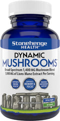 Stonehenge Dynamic Health Mushrooms 1,400 mg – 5 Mushroom Complex (Lion’s Mane, Reishi, Chaga, Maitake, Shiitake) – 60 Capsules