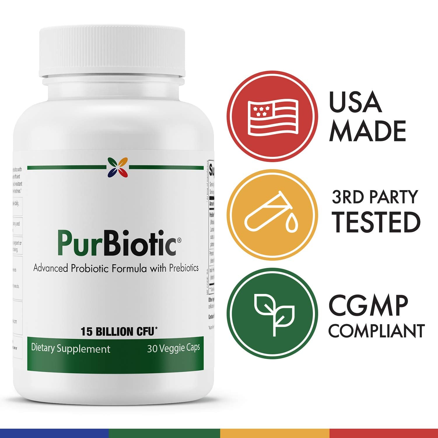 Stop Aging Now PurBiotic 15B CFU PROWPT – Probiotic with Prebiotics, 30 Veggie Caps