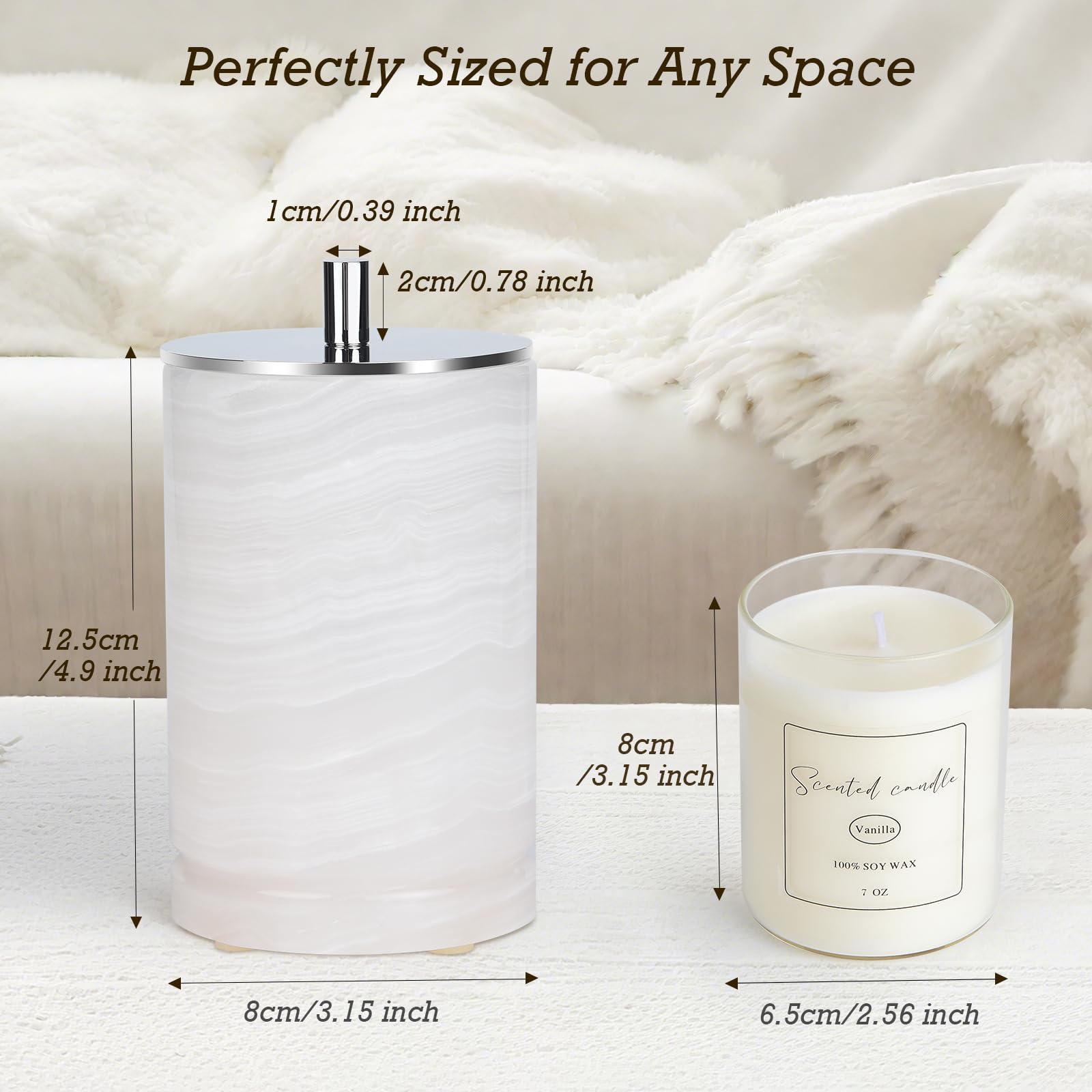Story of Stone Refillable Marble Candle — Lemon & Vanilla Soy Wax with Glass Inserts