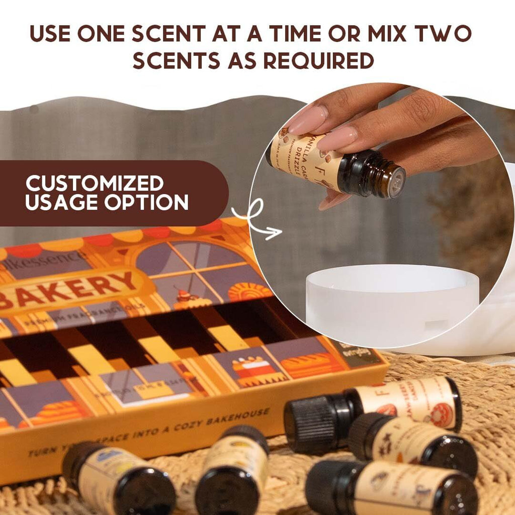 Folkulture Christmas Essential Oils for Home | Set of 6 (0.34 fl oz x 6) Bakery Essential-Oil for Diffuser, Relaxation | Strawberry, Vanilla Essential Oil for Aromatherapy | Christmas Gifts for Women