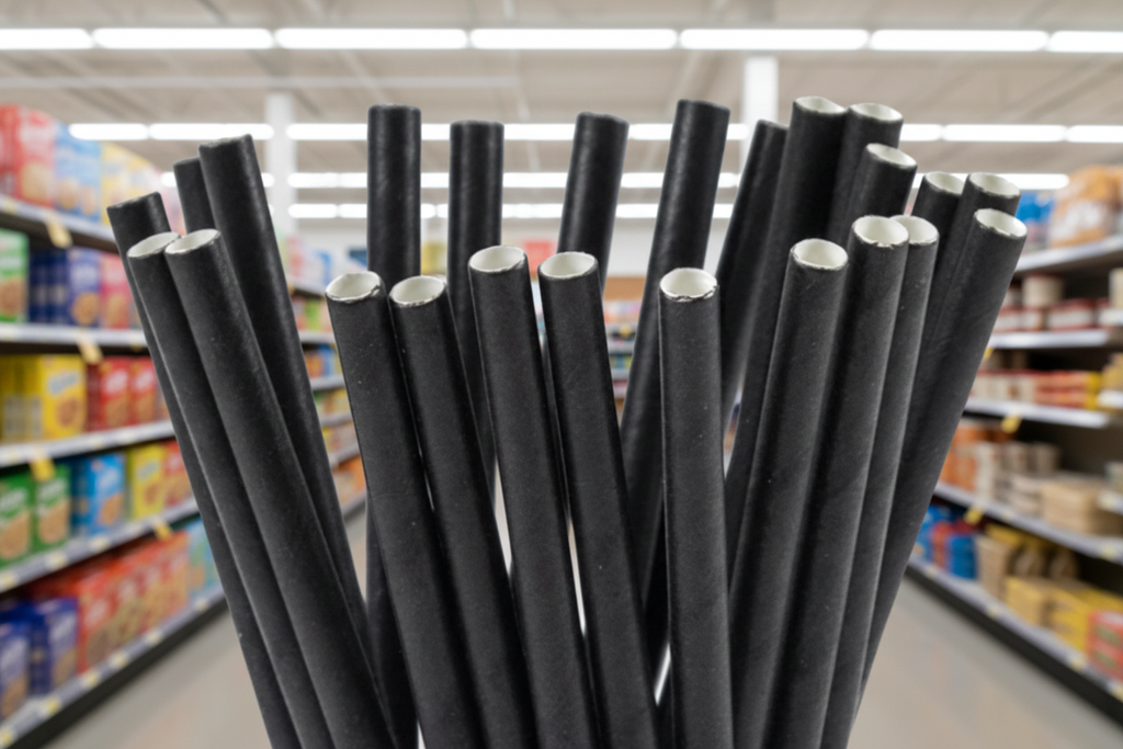 750 x Spoon Straw Black Compostable