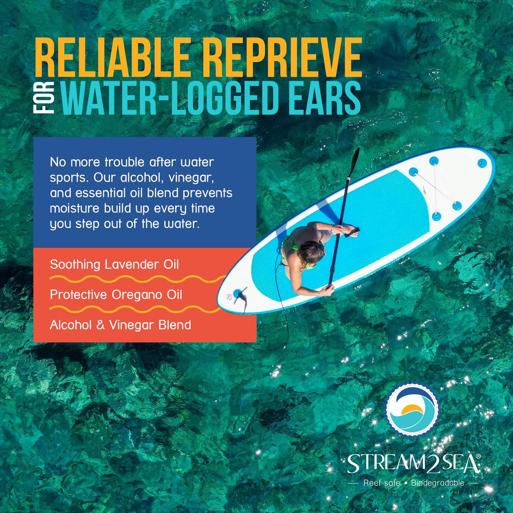 Stream2Sea Water Sport Ear Rinse (3 Pack) – Biodegradable Ear Drops with Oregano & Lavender Oils