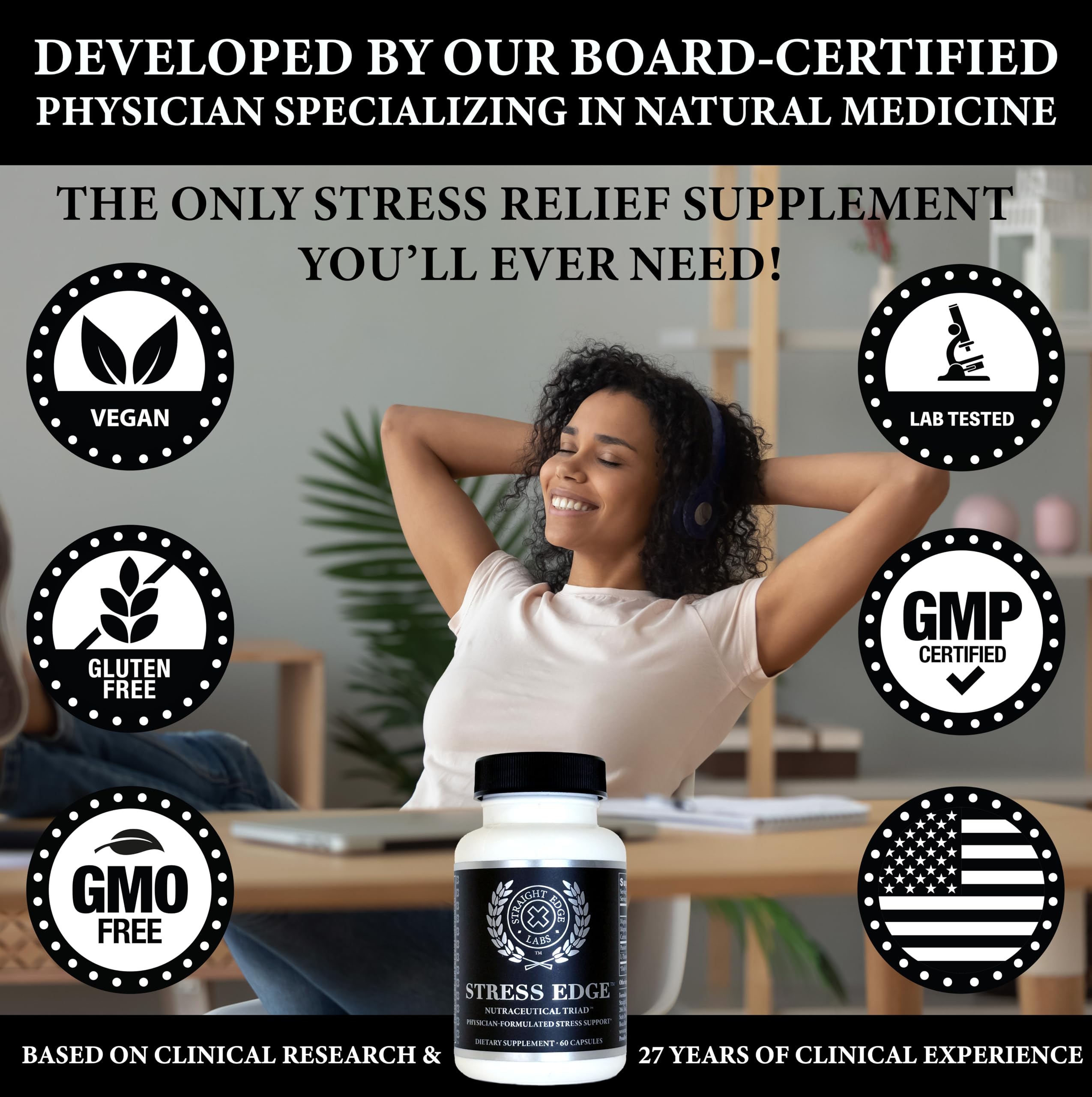 Stress Edge Stress Relief Supplement | Natural Mood Support (30 Servings)