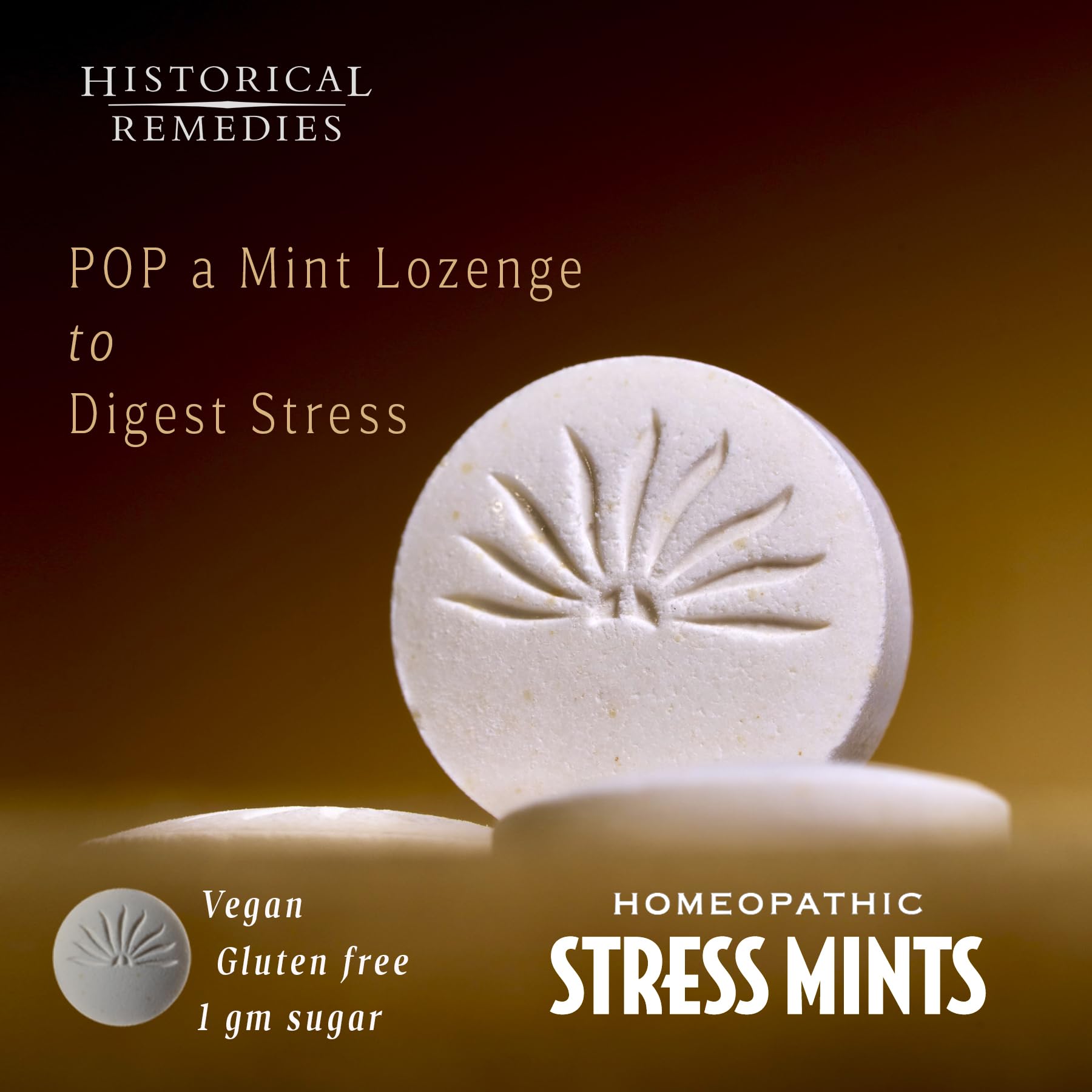 Historical Remedies Stress Mints (1 Pack) - Homeopathic Lozenges for Stress & Digestion | Organic Peppermint, Vegan & Gluten-Free