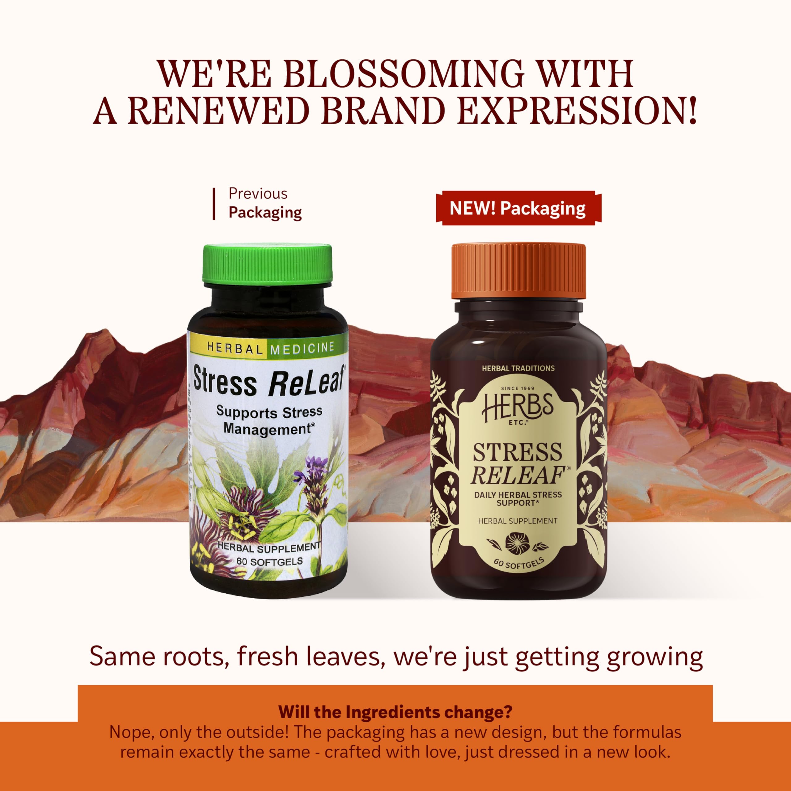 Herbs Etc. Stress ReLeaf - Herbal Stress Support Supplement | Relaxation & Gluten-Free | 60 Softgels (60 Servings)