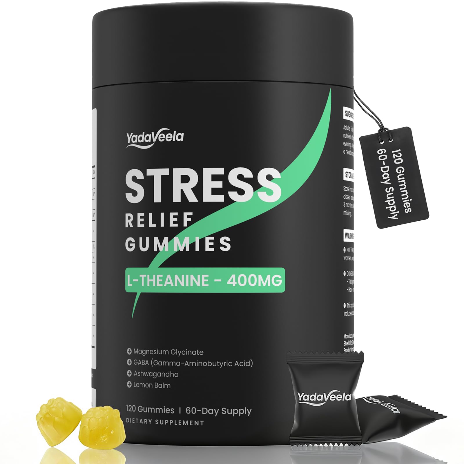 Stress Support Gummies for Kids & Adults | L-Theanine 400mg, Magnesium, GABA & Ashwagandha