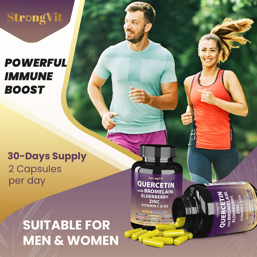 StrongVit Quercetin with Bromelain – Immune Support Supplement (Vegan, Non-GMO, Gluten-Free, USA)