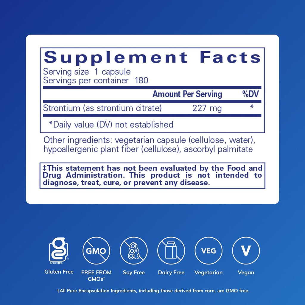 Pure Encapsulations Strontium (Citrate) – Hypoallergenic Bone Support, 180 Capsules