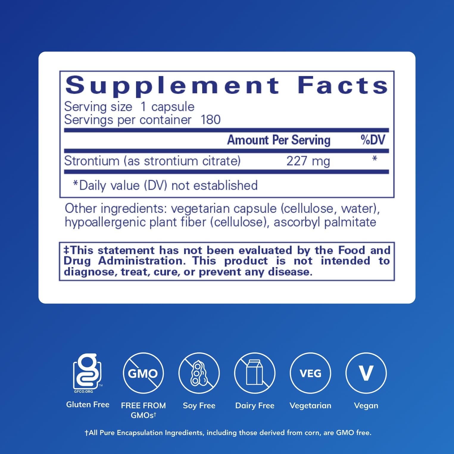 Pure Encapsulations Strontium (Citrate) – Hypoallergenic Bone Support, 180 Capsules