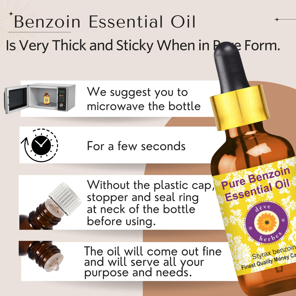 dève herbes Benzoin Essential Oil – Pure, Steam-Distilled 30ml (1oz) | Styrax Benzoin