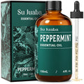 SU JUABA Peppermint Essential Oil - 4 oz / 118 ml, 100% Pure & Natural for Aromatherapy, Diffuser, Skin & Hair
