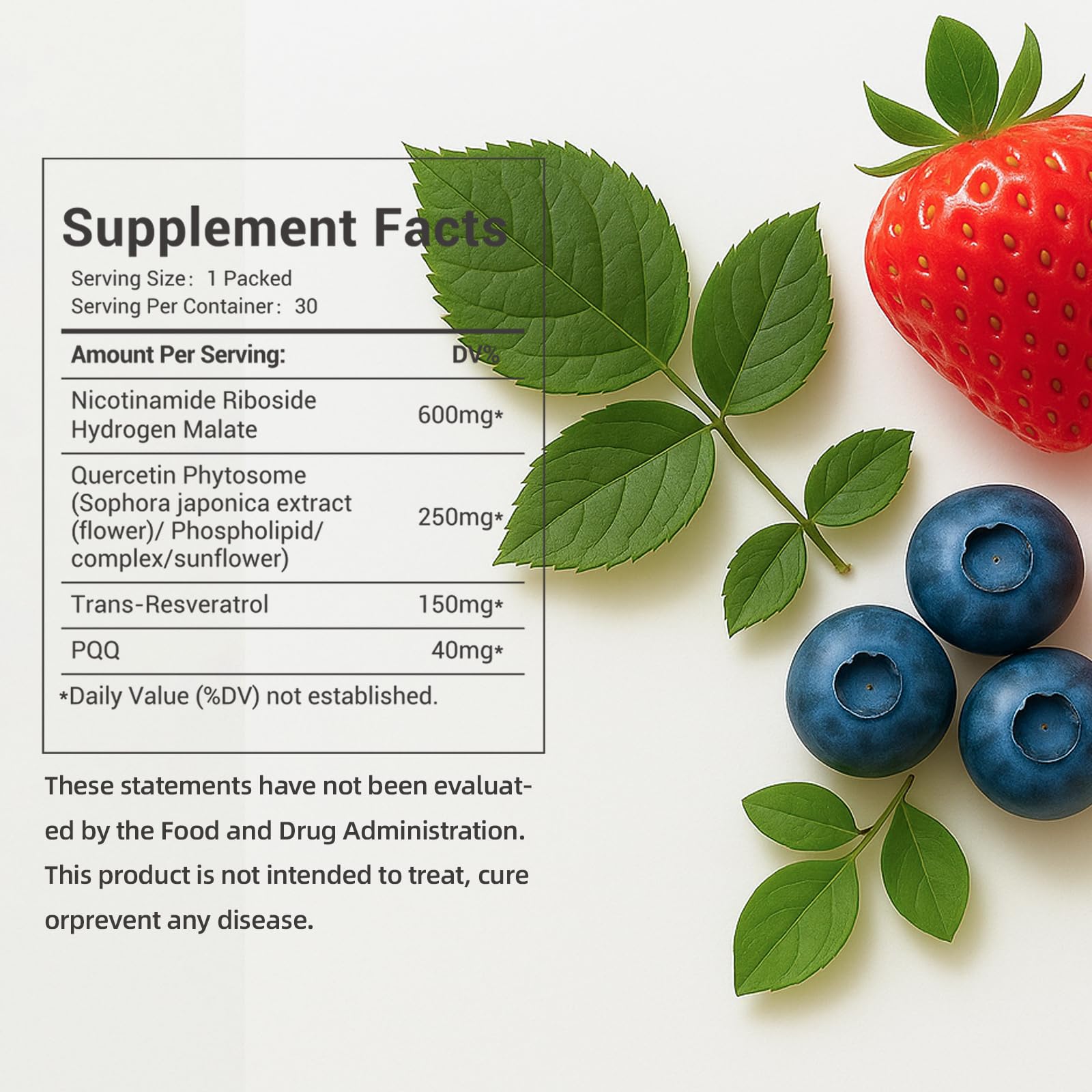 NAD 1000mg with Resveratrol – Liposomal NAD+ Berry Drink (30 Packs)