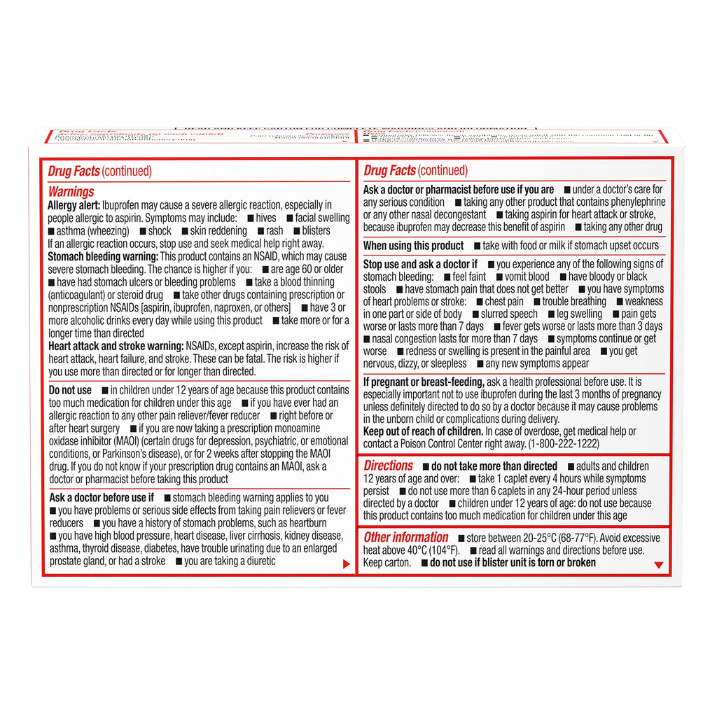Sudafed PE Non-Drowsy Head Congestion + Pain Relief Caplets with Ibuprofen 200 mg & Phenylephrine HCl 10 mg – 20 ct