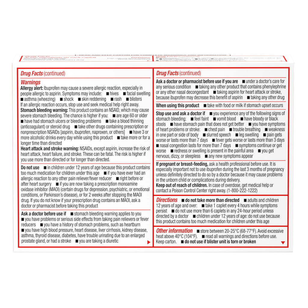 Sudafed PE Non-Drowsy Head Congestion + Pain Relief Caplets with Ibuprofen 200 mg & Phenylephrine HCl 10 mg – 20 ct