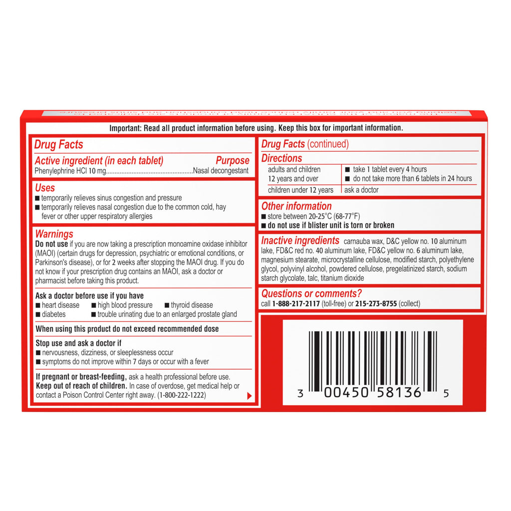 Sudafed PE Sinus Congestion Relief Tablets – Maximum Strength, Non-Drowsy (36 ct)