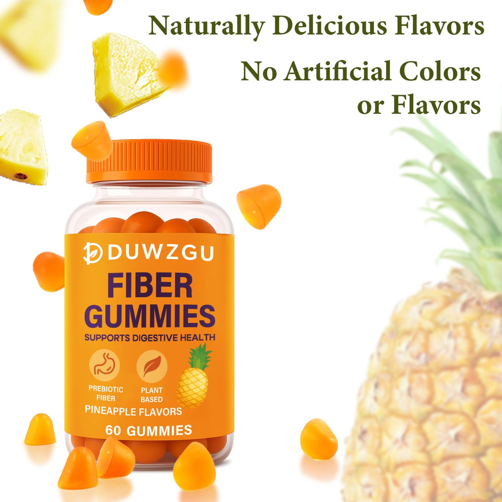 Sugar Free Fiber Gummies – 4g Fiber per Serving | Vegan & Gluten-Free | 60 Count