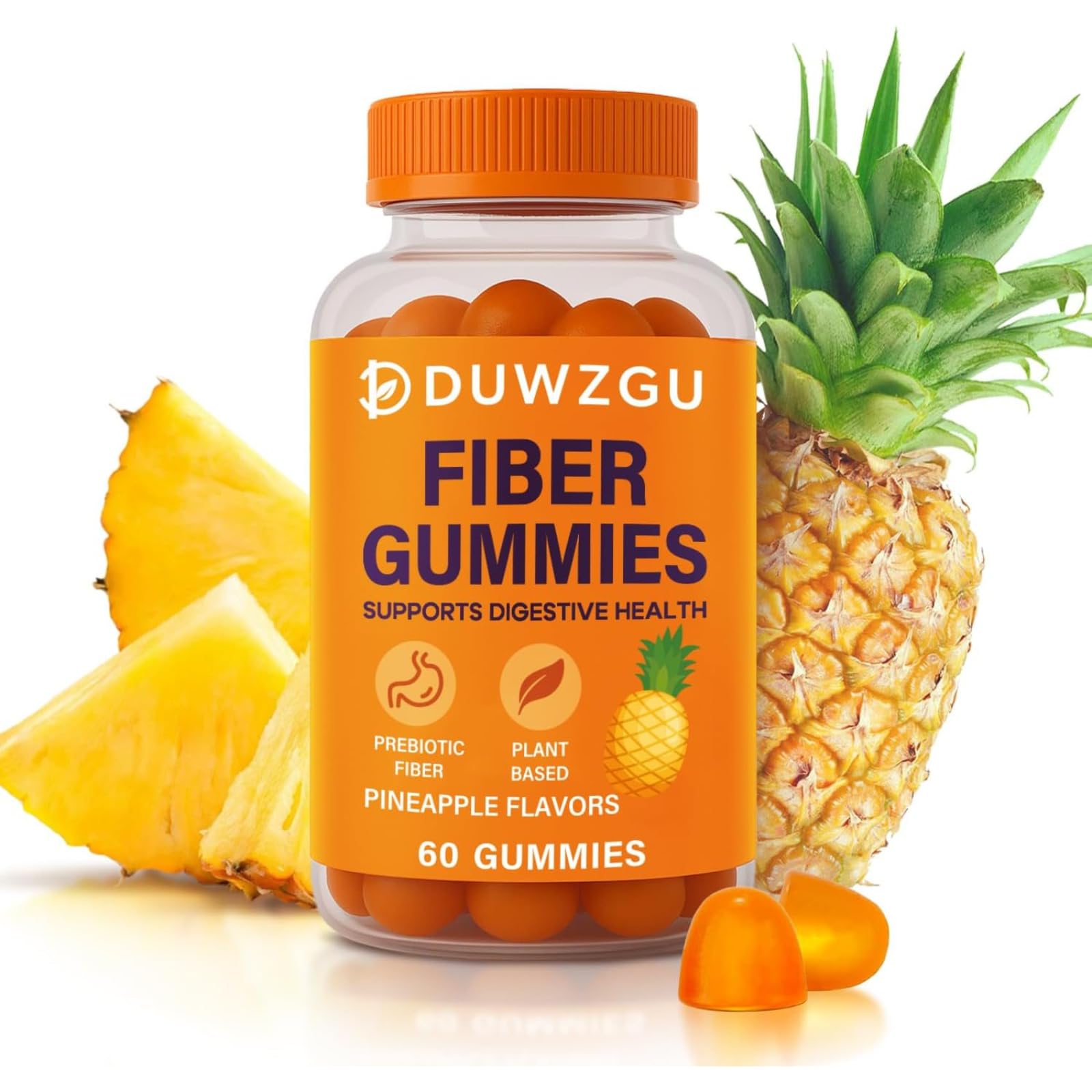 Sugar Free Fiber Gummies – 4g Fiber per Serving | Vegan & Gluten-Free | 60 Count