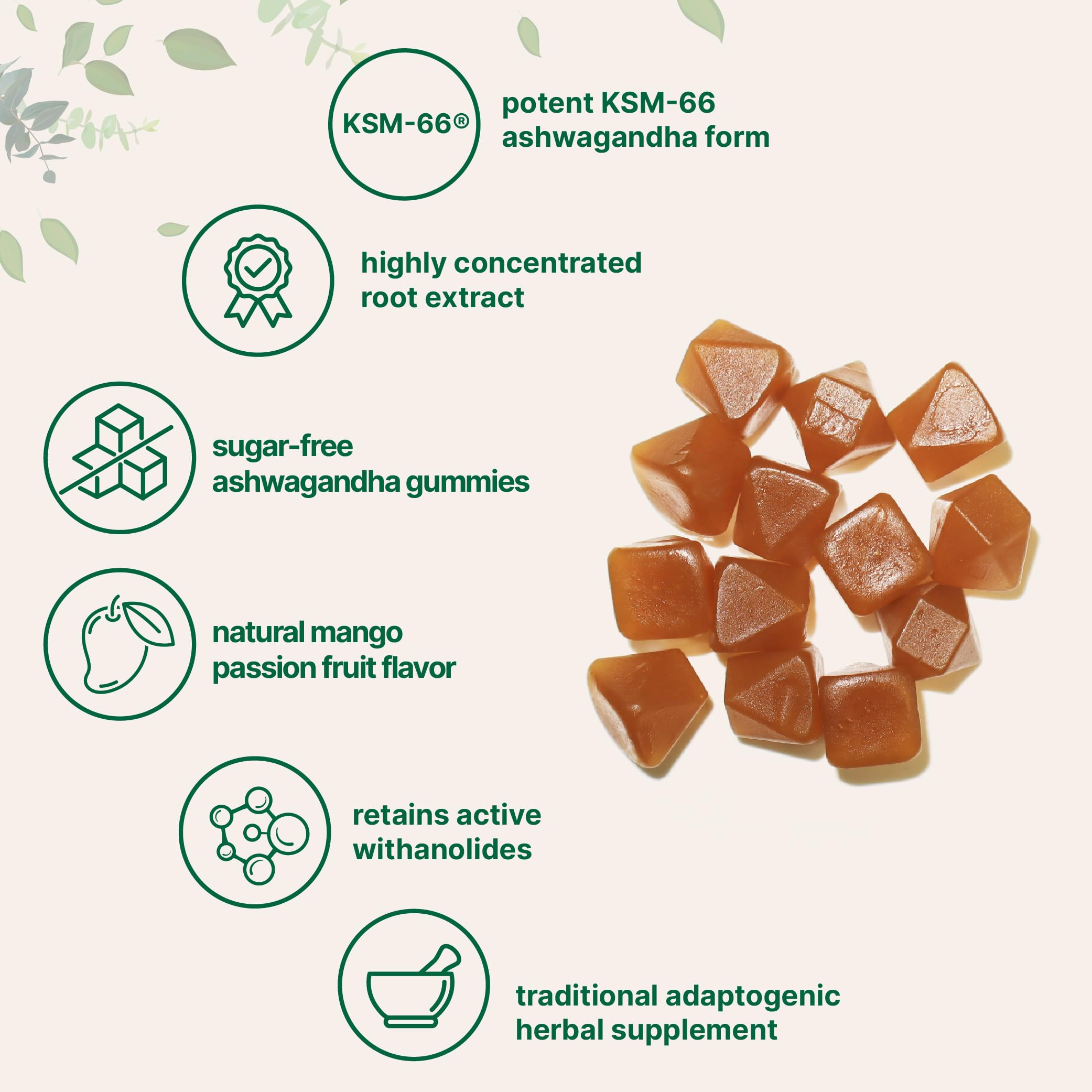 Micro Ingredients KSM-66 Ashwagandha Gummies 300mg – 120 Count | Sugar Free Mango Passion Fruit | Non-GMO