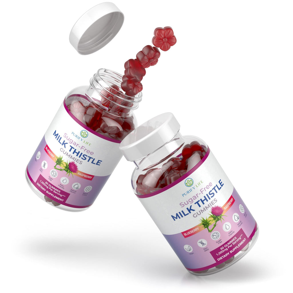 Sugar-Free Milk Thistle Gummies for Liver Detox & Repair – Blueberry-Raspberry Flavor (Vegan Cardo Mariano)