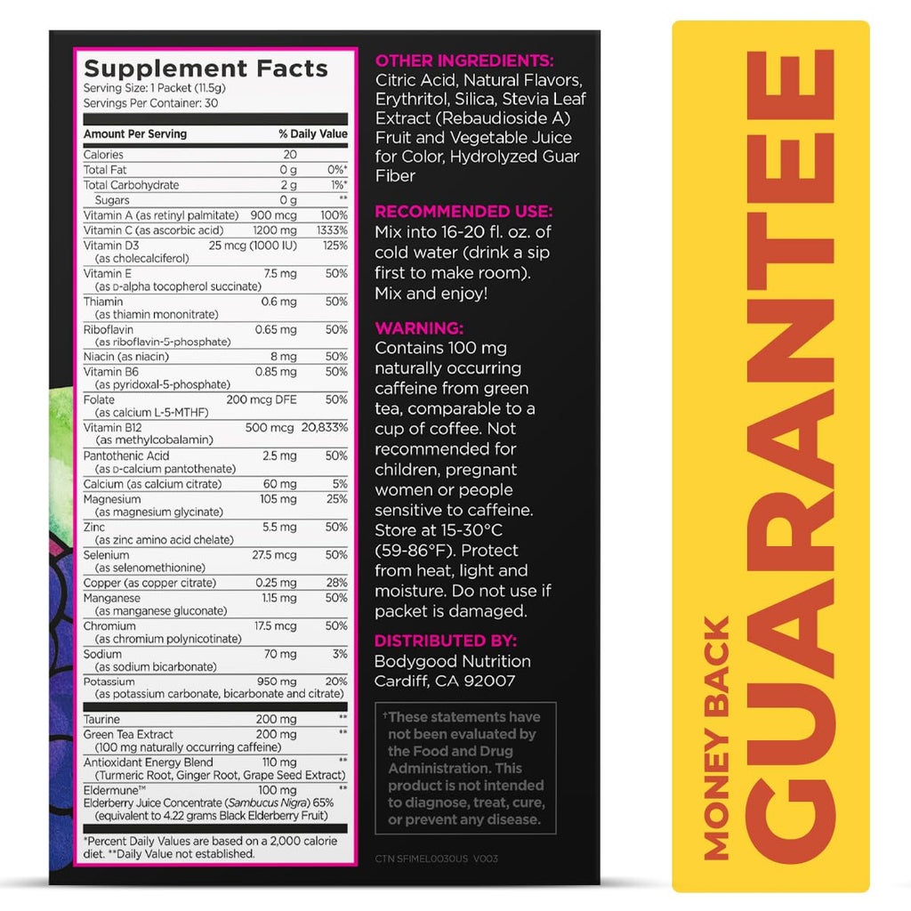 Pureboost Immune Clean Energy Booster - Elderberry Power, Vitamin C 1200 mg