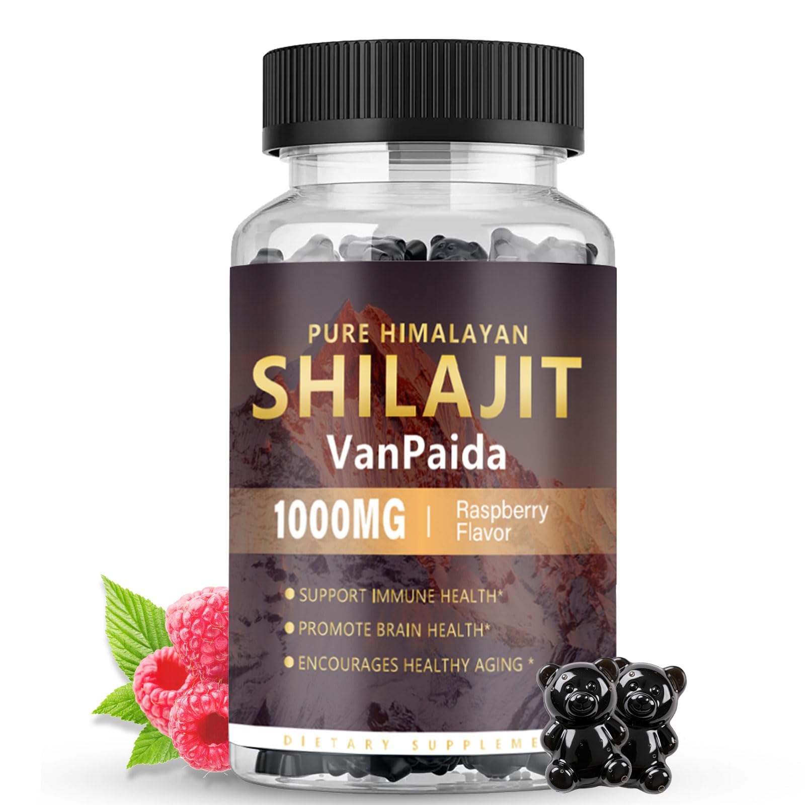 Sugar Free Shilajit Gummies - Energy, Brain & Immune Support | 85 Minerals & Ashwagandha | Raspberry