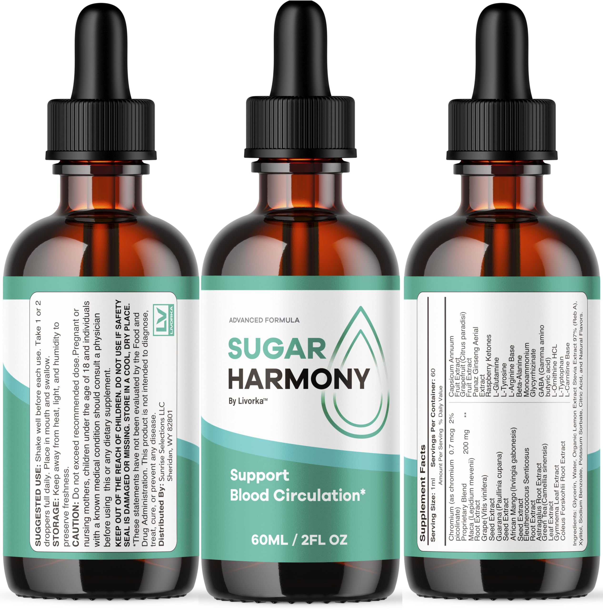 Sugar Harmony Drops (3 Pack) – Premium Liquid Wellness Support | 3 Bottles