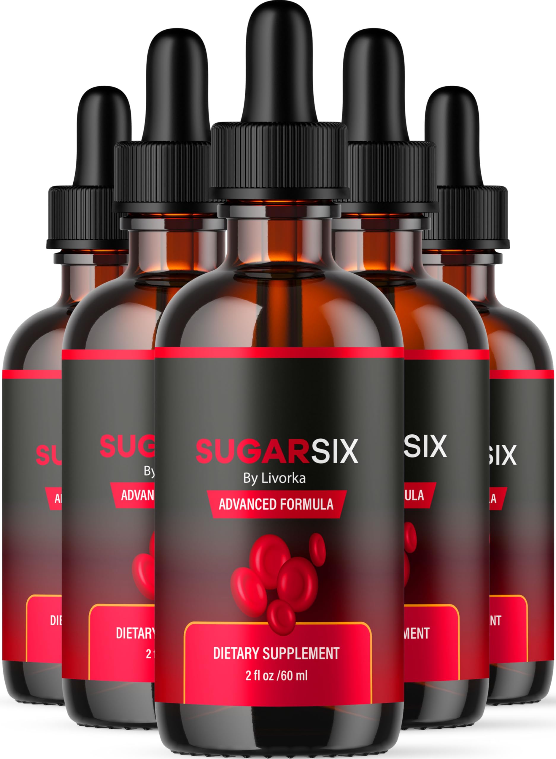 Sugar Six 5 Pack – Drops, Formula & Support | 5 Bottles for 5 Months