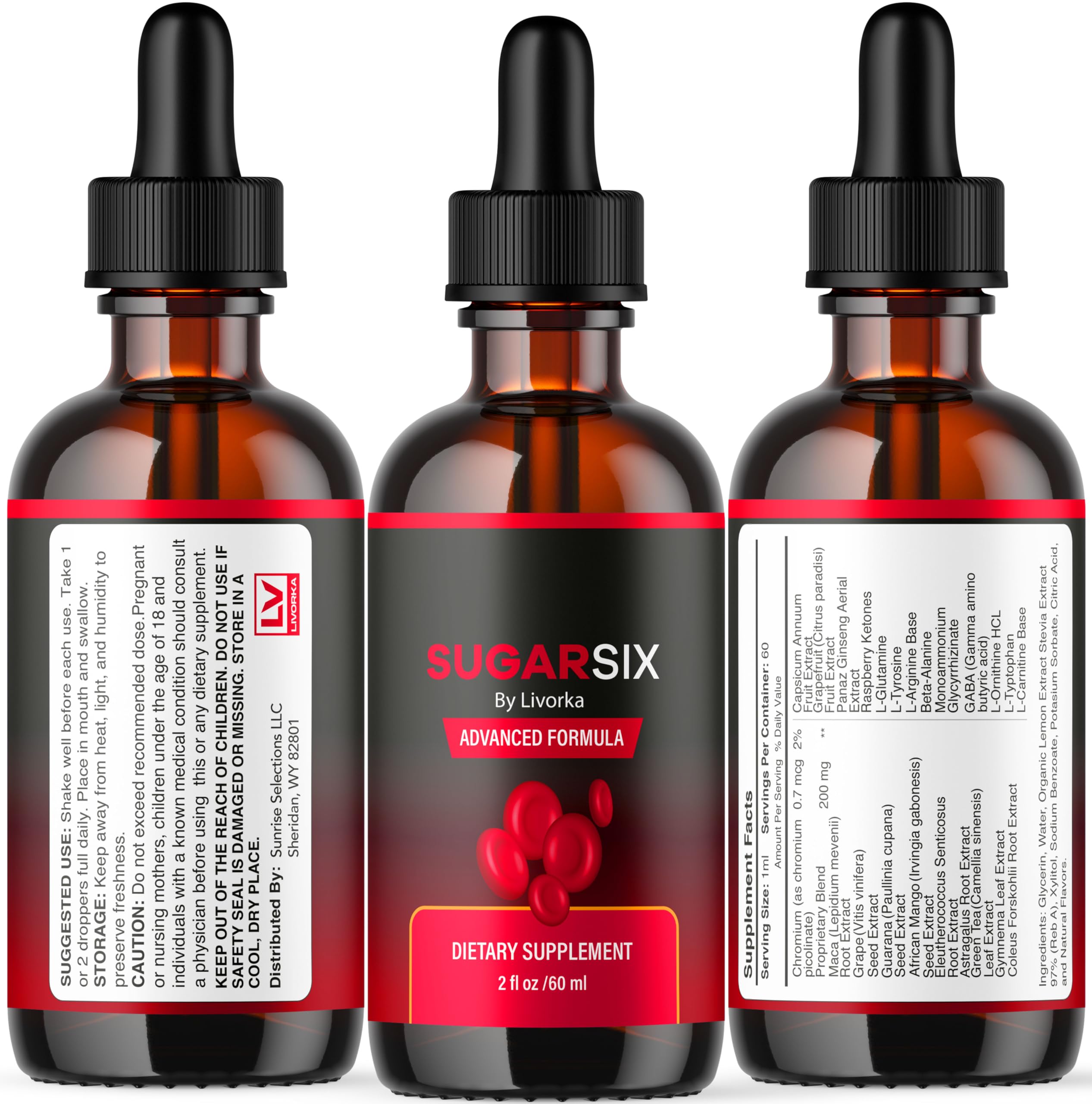 Sugar Six 5 Pack – Drops, Formula & Support | 5 Bottles for 5 Months