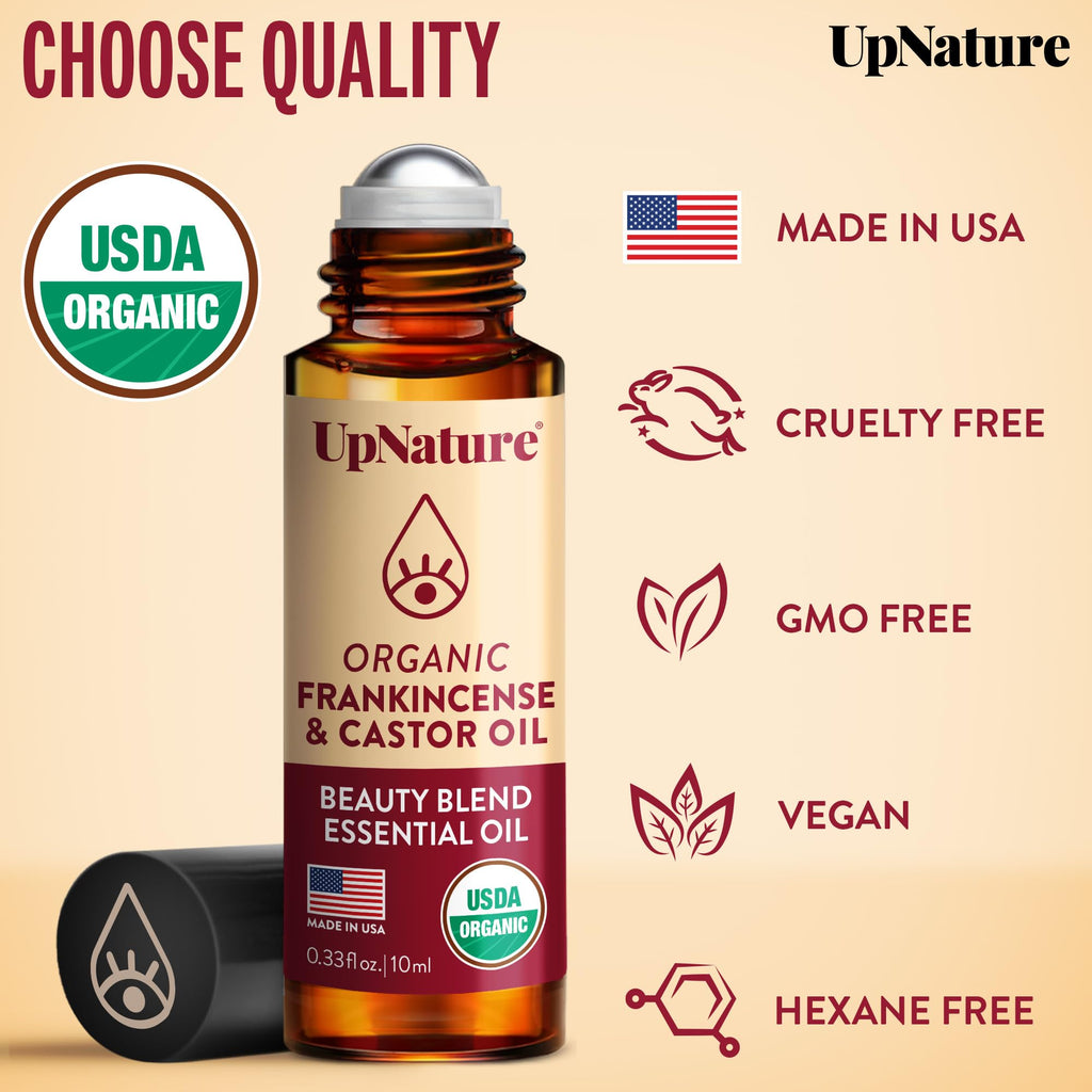 UpNature Organic Castor Oil & Frankincense Eye Roller – 100% Organic Face Care